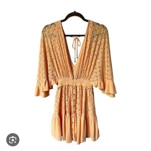 Free People Orange Lace Romper
